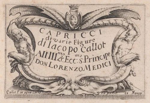 Frontispiece, from "Les Caprices" Series B, The Nancy Set by Jacques Callot, print, 1617-1620