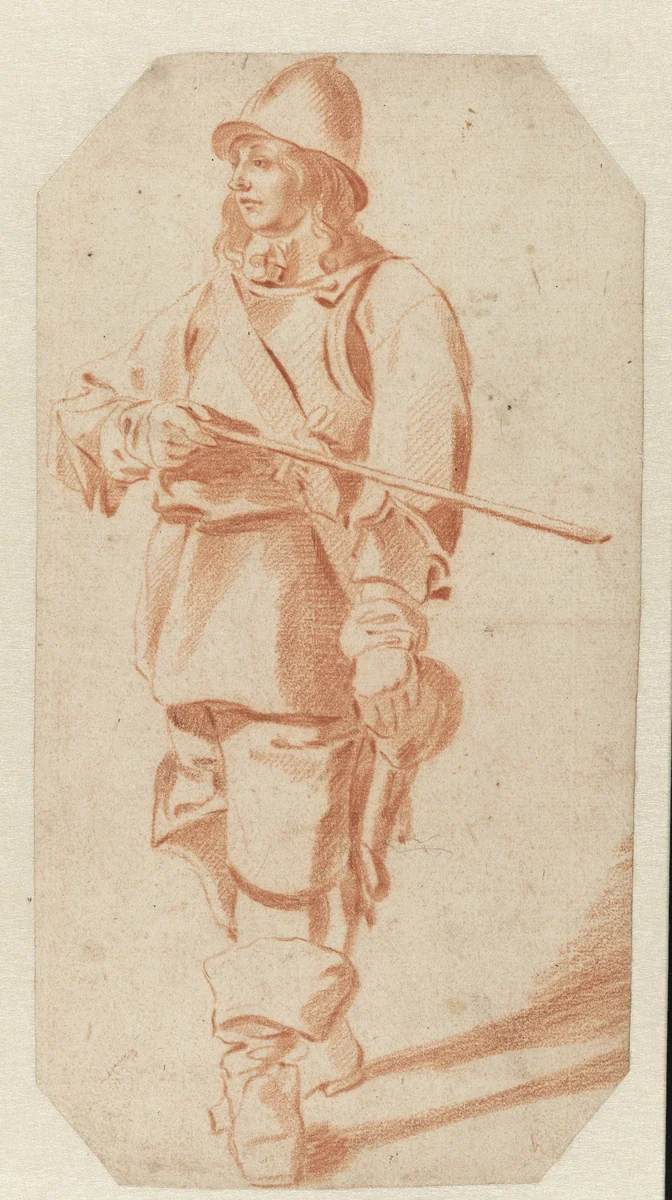 Staande jongen in wapenrusting by Adriaen van de Velde, drawing, 1646-1672