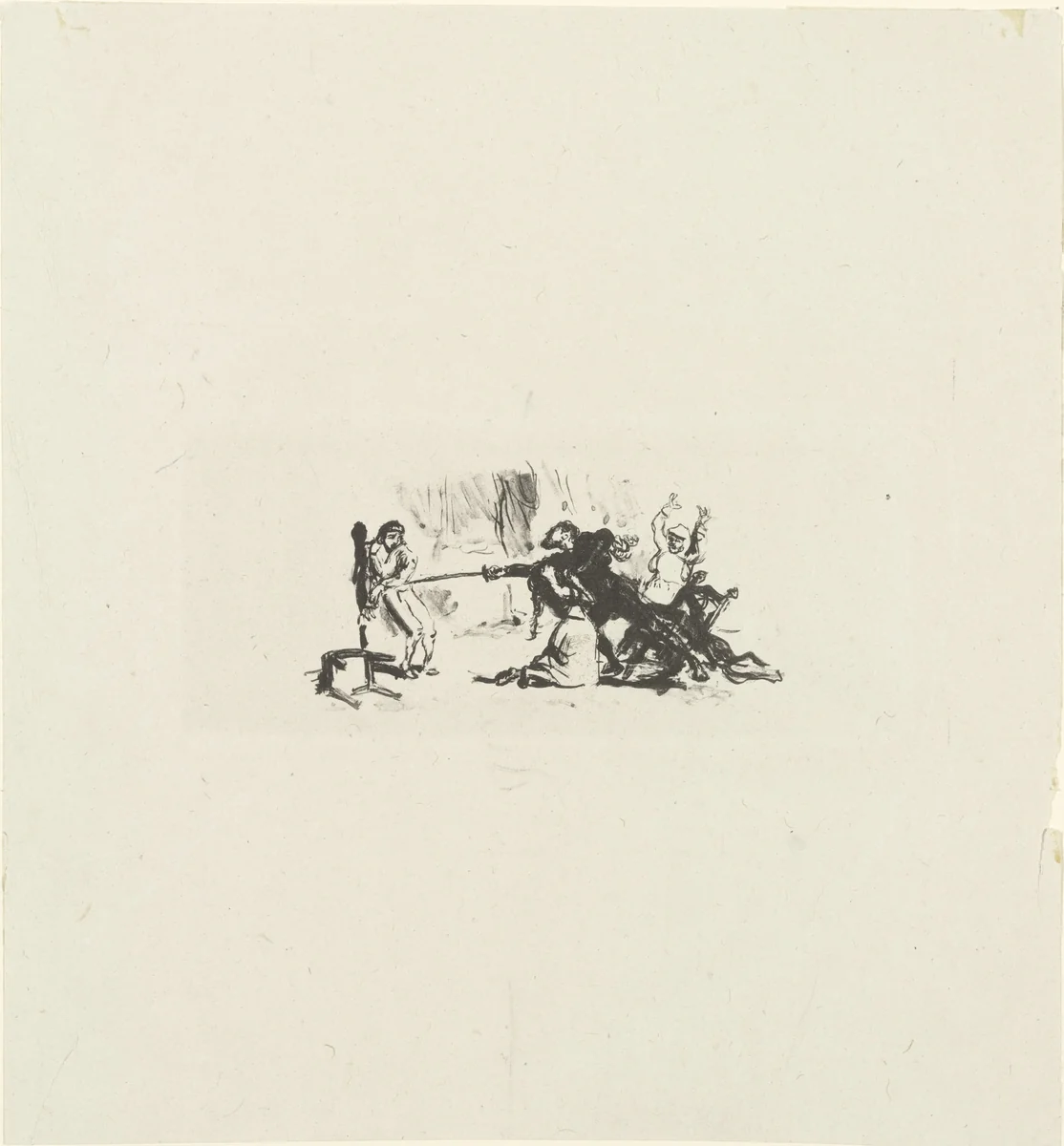 Benvenuto Punishes Paul and Katharine (Benvenuto bestraft Paul und Katharine) for the illustrated book Benvenuto Cellini by Max Slevogt, print, 1913
