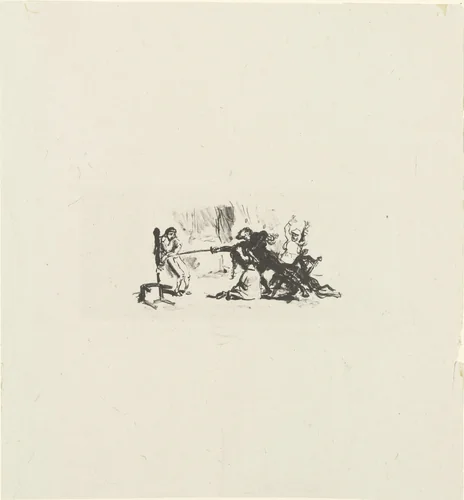 Benvenuto Punishes Paul and Katharine (Benvenuto bestraft Paul und Katharine) for the illustrated book Benvenuto Cellini by Max Slevogt, print, 1913