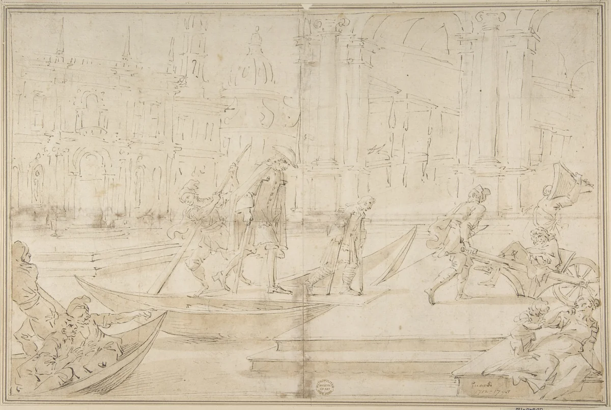 Venetian Scene by anonymous, drawing, 1700-1800