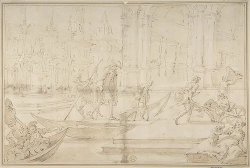 Venetian Scene by anonymous, drawing, 1700-1800