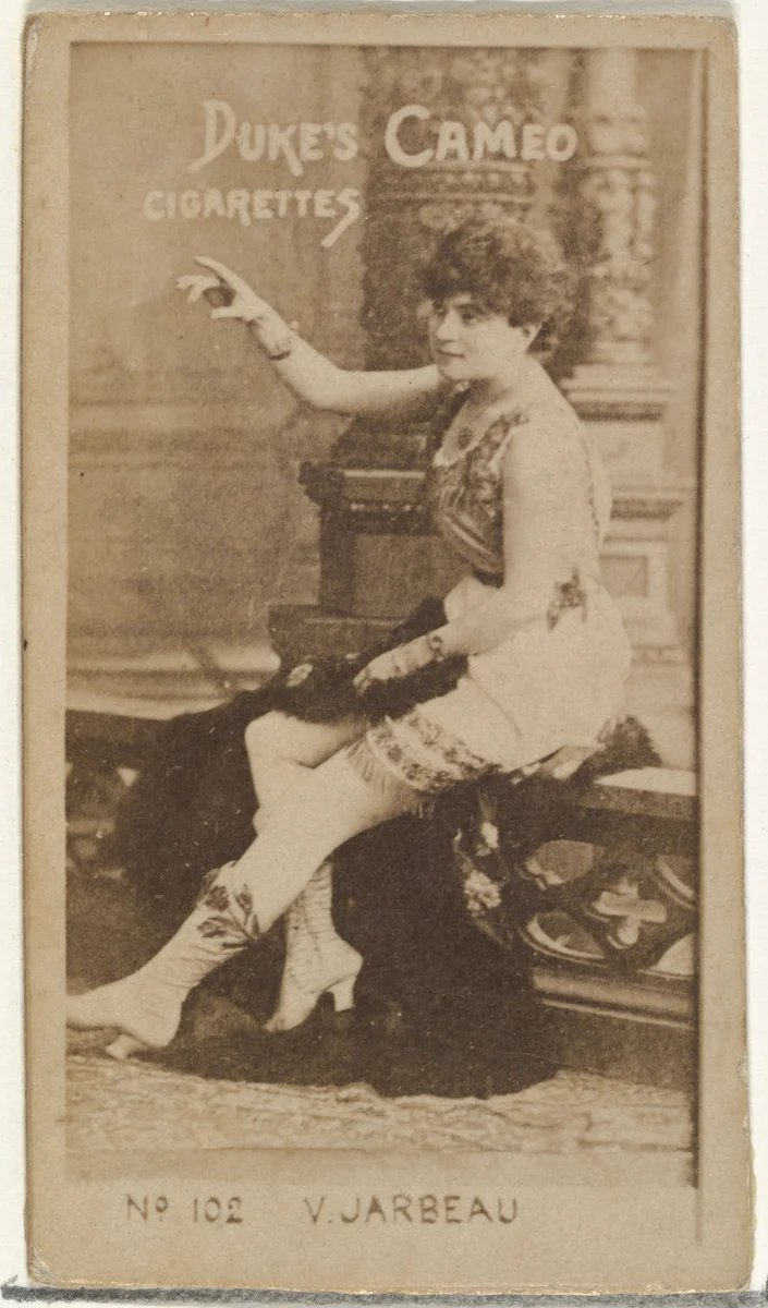 Card Number 102, Vernona Jarbeau, from the Actors and Actresses series (N145-4) issued by Duke Sons & Co. to promote Cameo Cigarettes by W. Duke, Sons & Co., photograph, 1880-1889