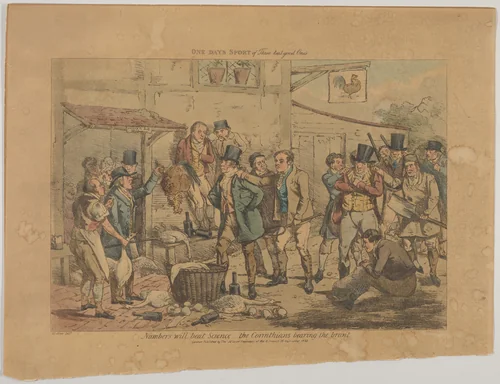 One Day's Sport of Three Real Good Ones Numbers will beat Science... The Corinthians bear the brunt by Henry Thomas Alken, print, 1823