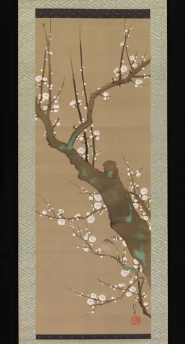 Bush Warbler (Uguisu) in a Plum Tree by Sakai Hōitsu (酒井抱一), painting, 1800-1828