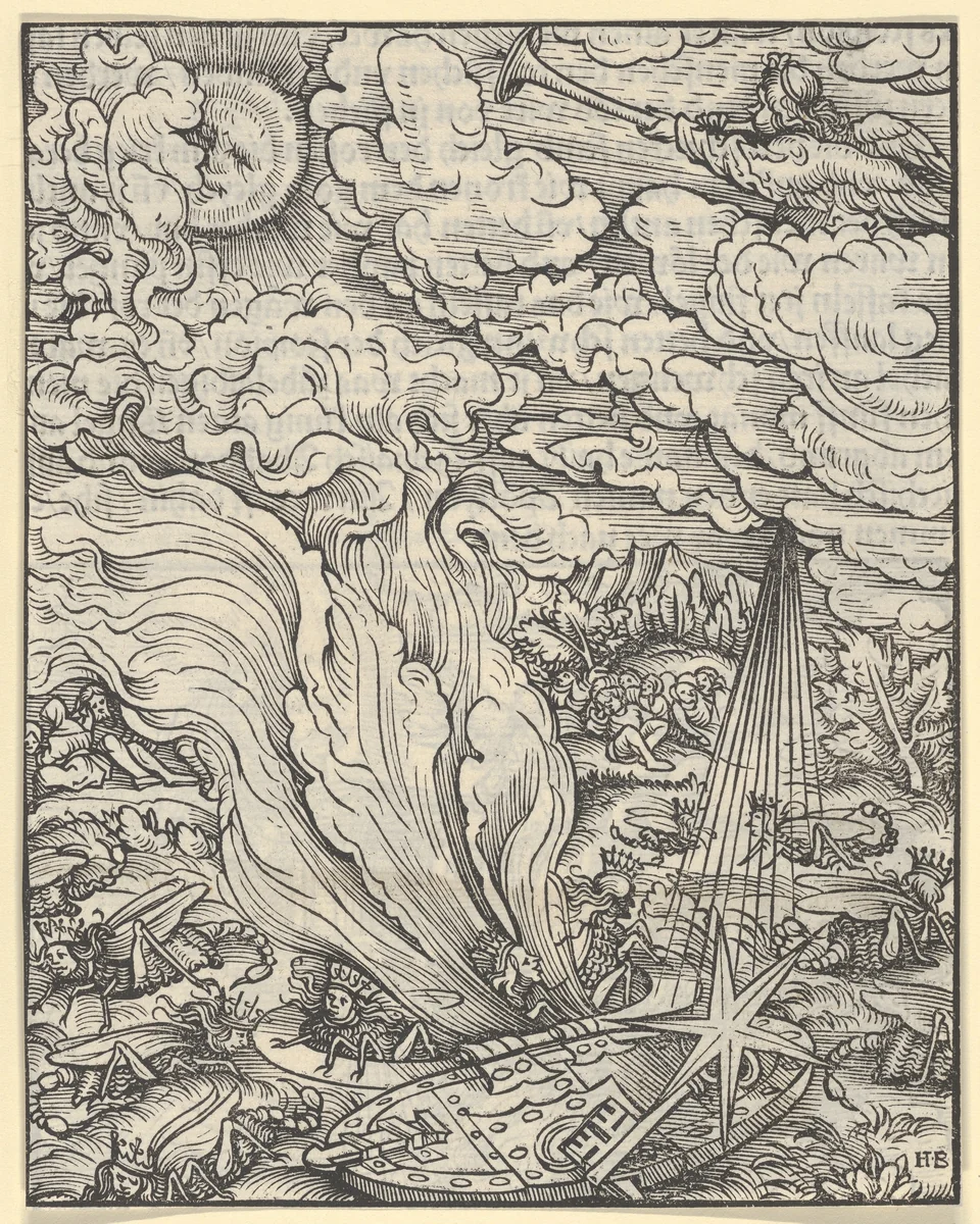 The Fifth Trombone, plate 8 from The Apocalypse by Hans Burgkmair, print, 1523-1524