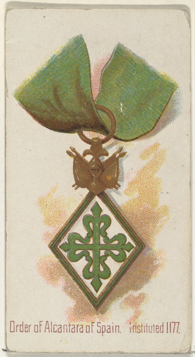 Order of Alcantara of Spain, Instituted 1177, from the World's Decorations series (N30) for Allen & Ginter Cigarettes by Allen & Ginter, print, 1890