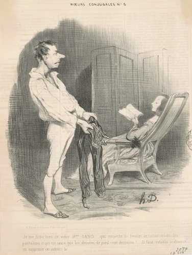 Je me fiche bien de votre Mme Sand... by Honoré Daumier, print, 1839