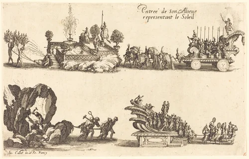 Entry of His Highness, Representing the Sun by Jacques Callot, print, 1627