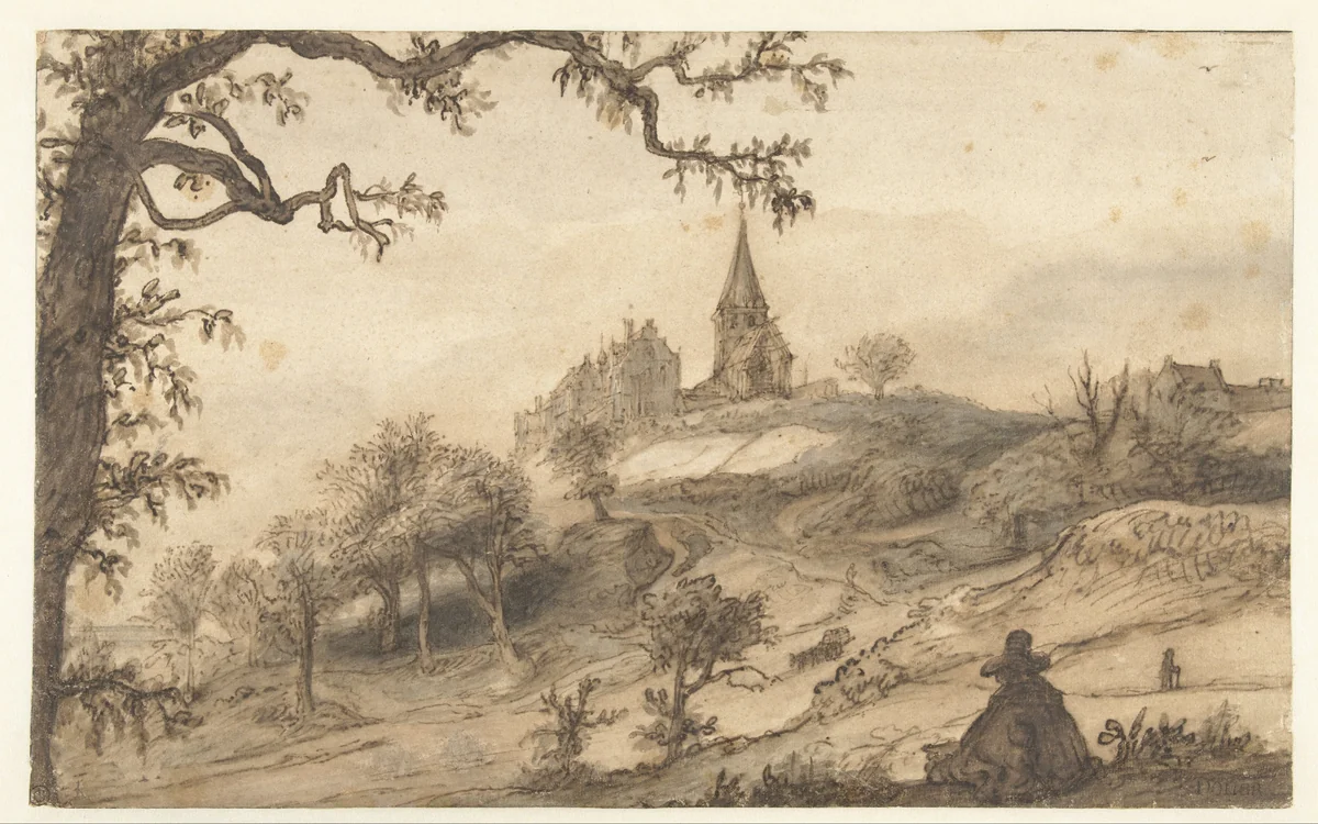Gezicht op Hoch-Elten by Lambert Doomer, drawing, 1663