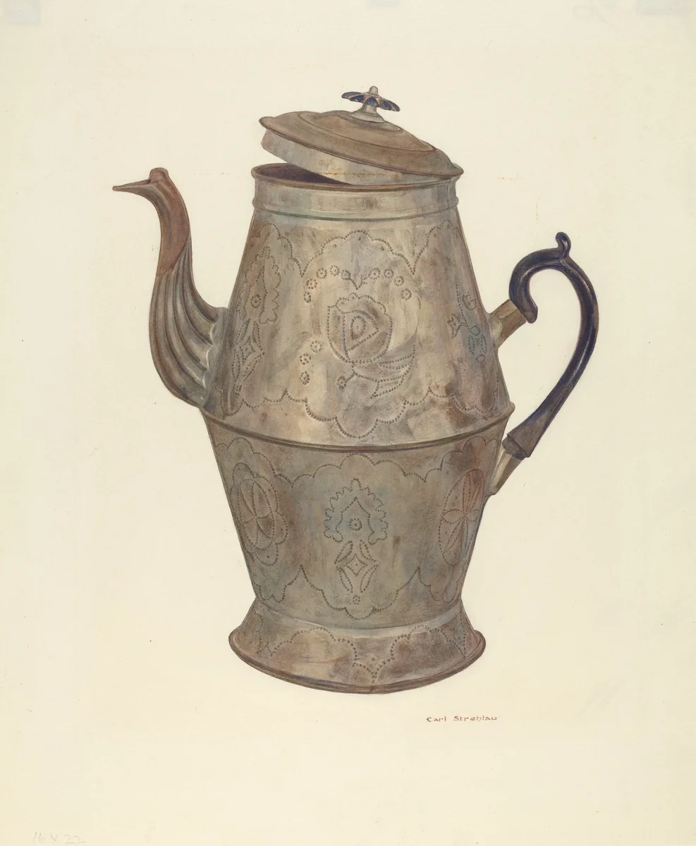 Tin Coffee Pot by Carl Strehlau, index of american design, 1935-1942
