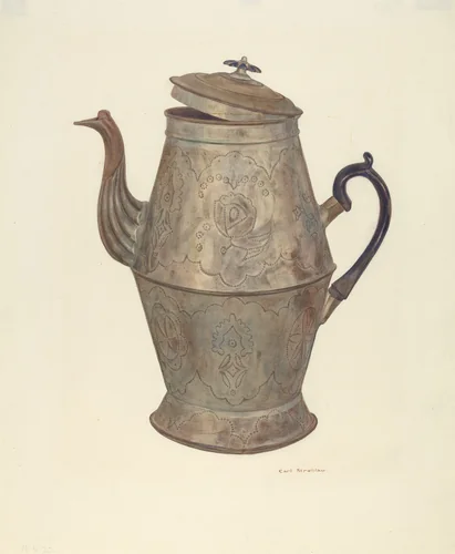 Tin Coffee Pot by Carl Strehlau, index of american design, 1935-1942