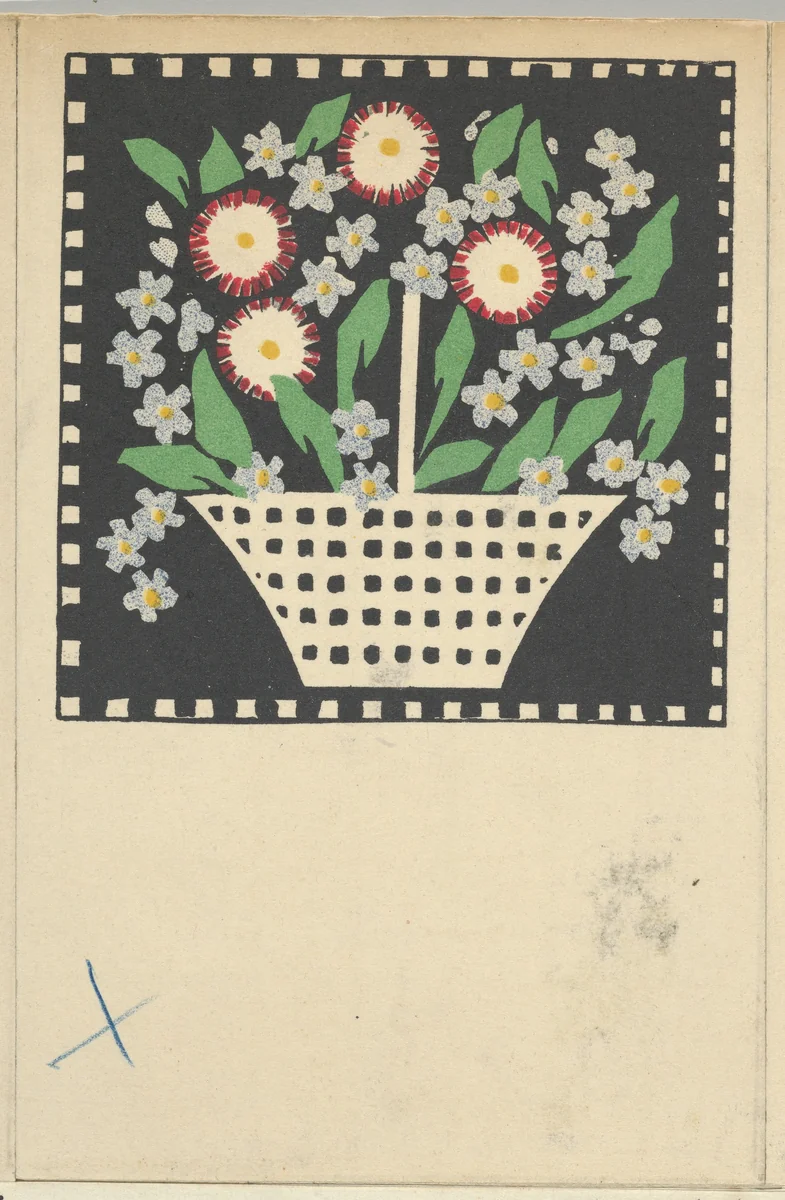 Basket of Flowers by Leopoldine Kolbe, print, 1907