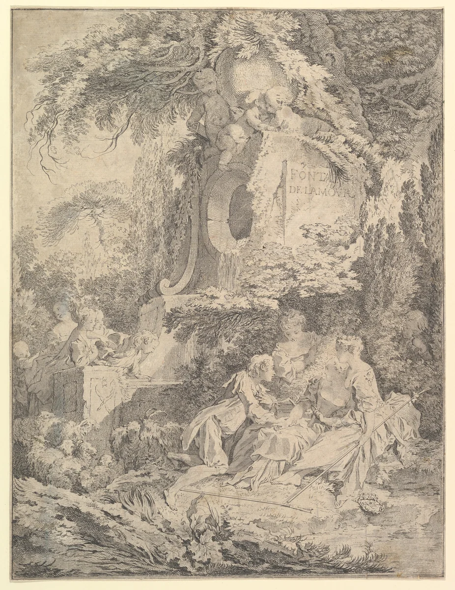 Fountain of Love by Pierre Aveline, print, 1738
