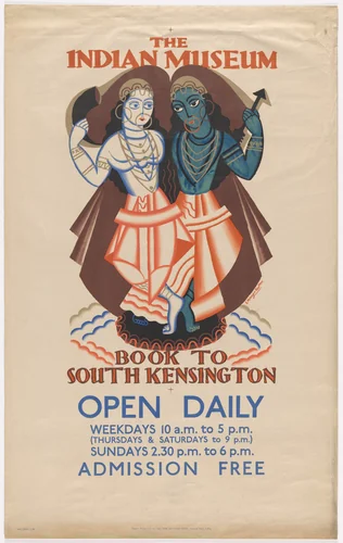 The Indian Museum, Book to South Kensington, Open Daily by E. McKnight Kauffer, design, 1925