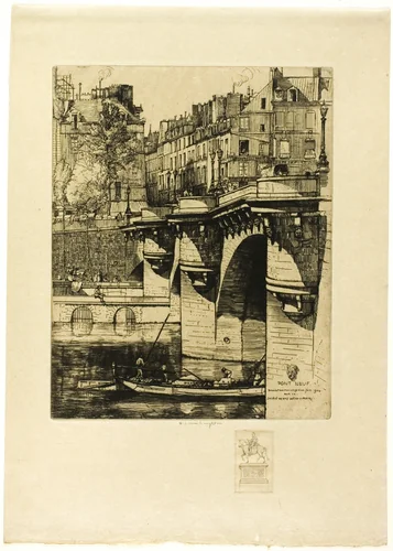 Le Pont Neuf, Paris (with remarque) by Donald Shaw MacLaughlan, print, 1906