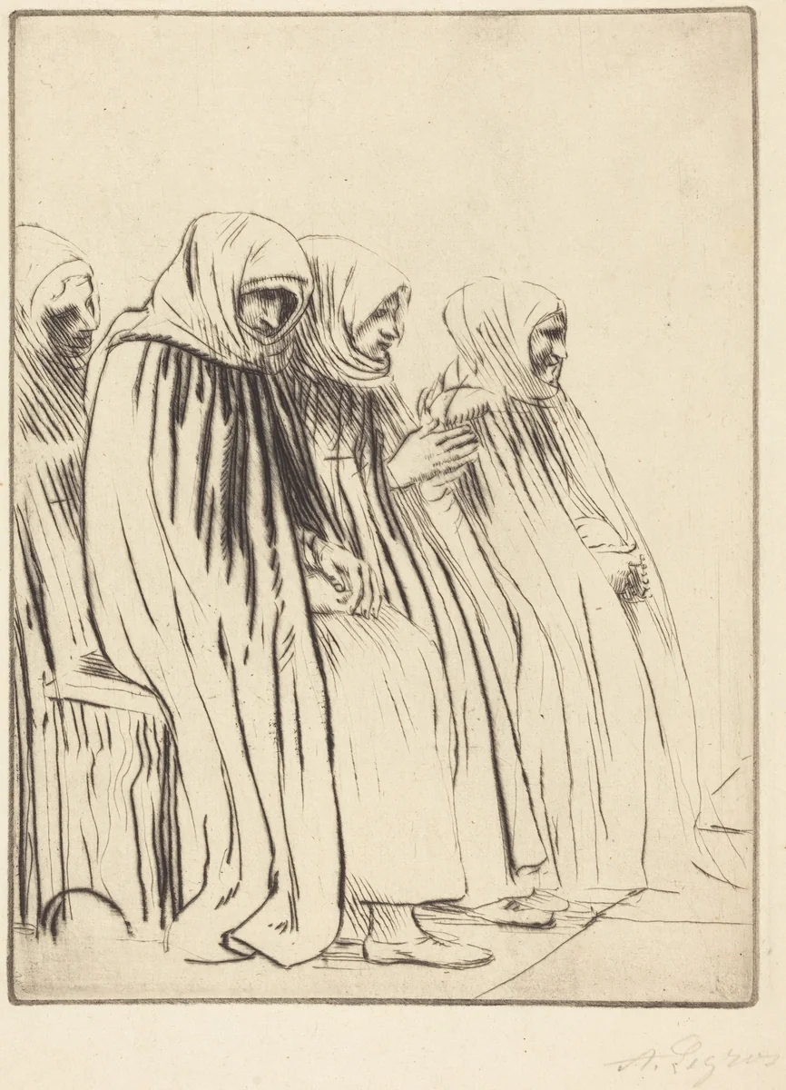 Women of Brussels (Femmes de Bruges) by Alphonse Legros, print, 1837-1911