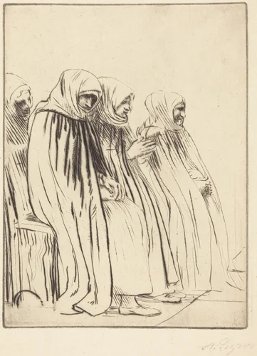 Women of Brussels (Femmes de Bruges) by Alphonse Legros, print, 1837-1911