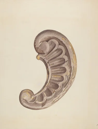 Wood Carving - Scroll by Harry King, index of american design, 1939