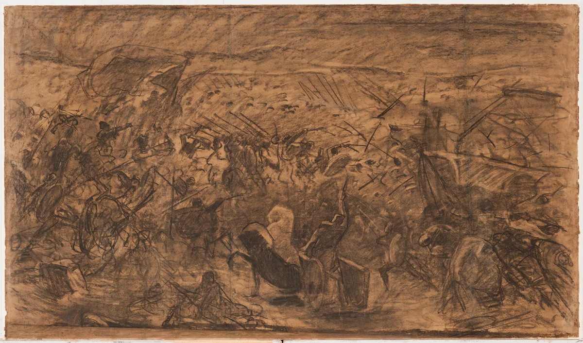 The Battle by Odilon Redon, drawing, 1865