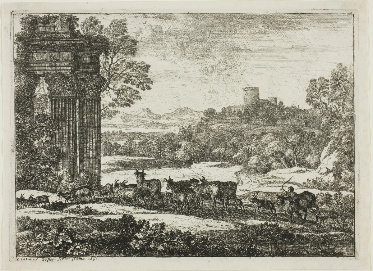 The Herd Returning in Stormy Weather by Claude Lorrain, print, 1651