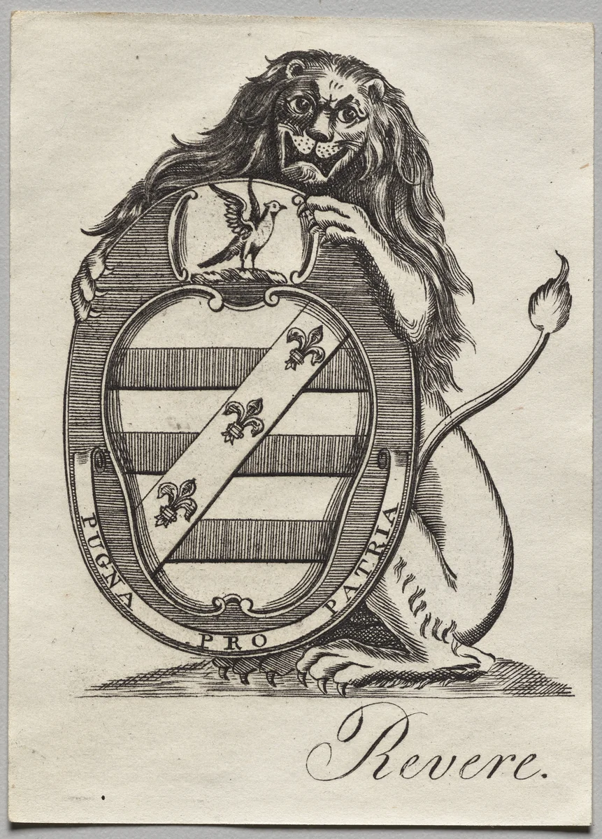 Bookplate: Coat of Arms by Paul Revere II, print