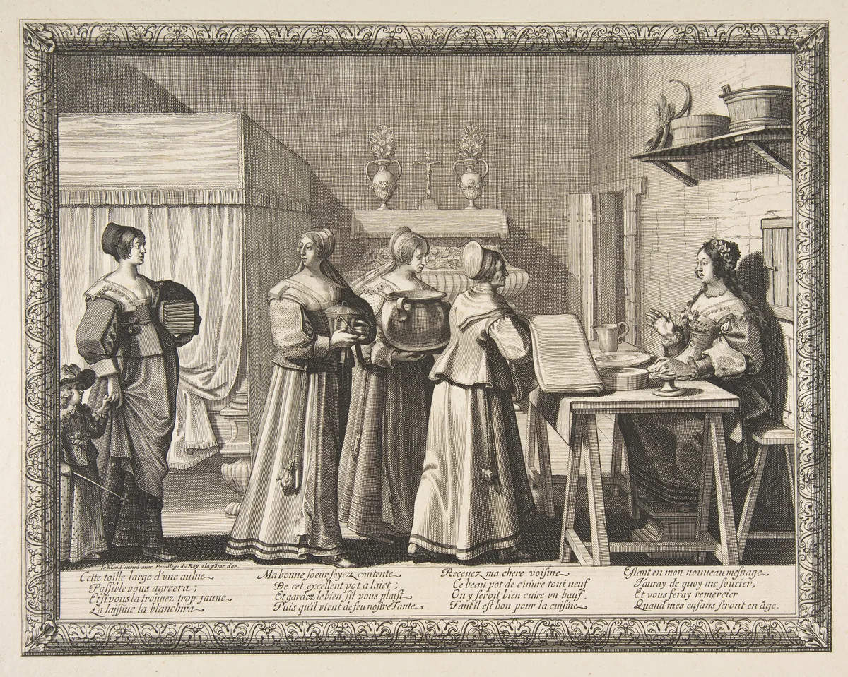 Presents Offered to the Bride (Les Présents offerts à la Mariée) by Abraham Bosse, print, 1628-1638