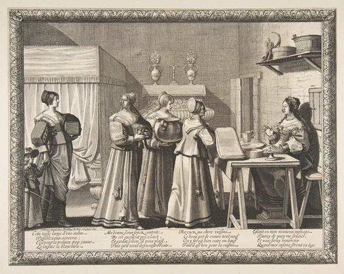 Presents Offered to the Bride (Les Présents offerts à la Mariée) by Abraham Bosse, print, 1628-1638