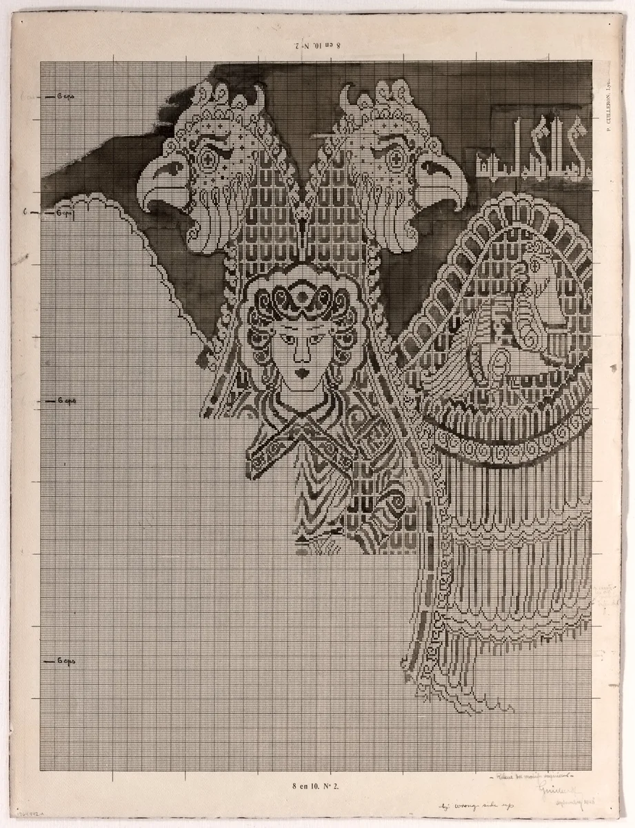 Schematic Drawings of Buyid Silk (1962.264) by Félix Guichert, drawing, 1900-1964