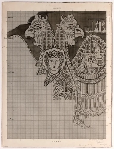 Schematic Drawings of Buyid Silk (1962.264) by Félix Guichert, drawing, 1900-1964