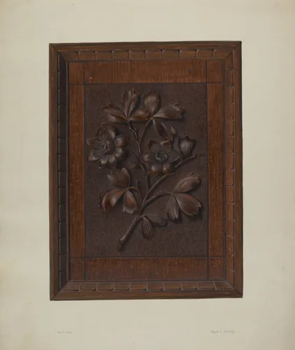 Carved Wood Panel by Clyde L. Cheney, index of american design, 1935-1942
