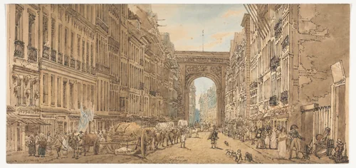 A Selection of Twenty of the Most Picturesque Views in Paris: View of the Gate of St. Denis taken from the Suburbs by Thomas Girtin, print, 1802