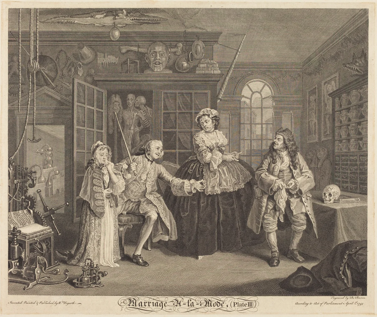Marriage a la Mode: pl. 3 by Bernard Baron; William Hogarth, print, 1745