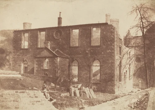 Lady Glenorchy's Chapel during demolition, on the site of Waverley Station by Robert Adamson; David Octavius Hill, photograph, 1844