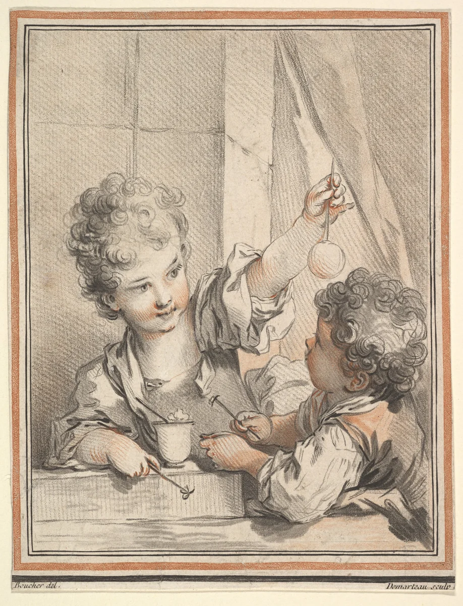 Les Enfants physiciens by Gilles Demarteau, print, 1722-1776