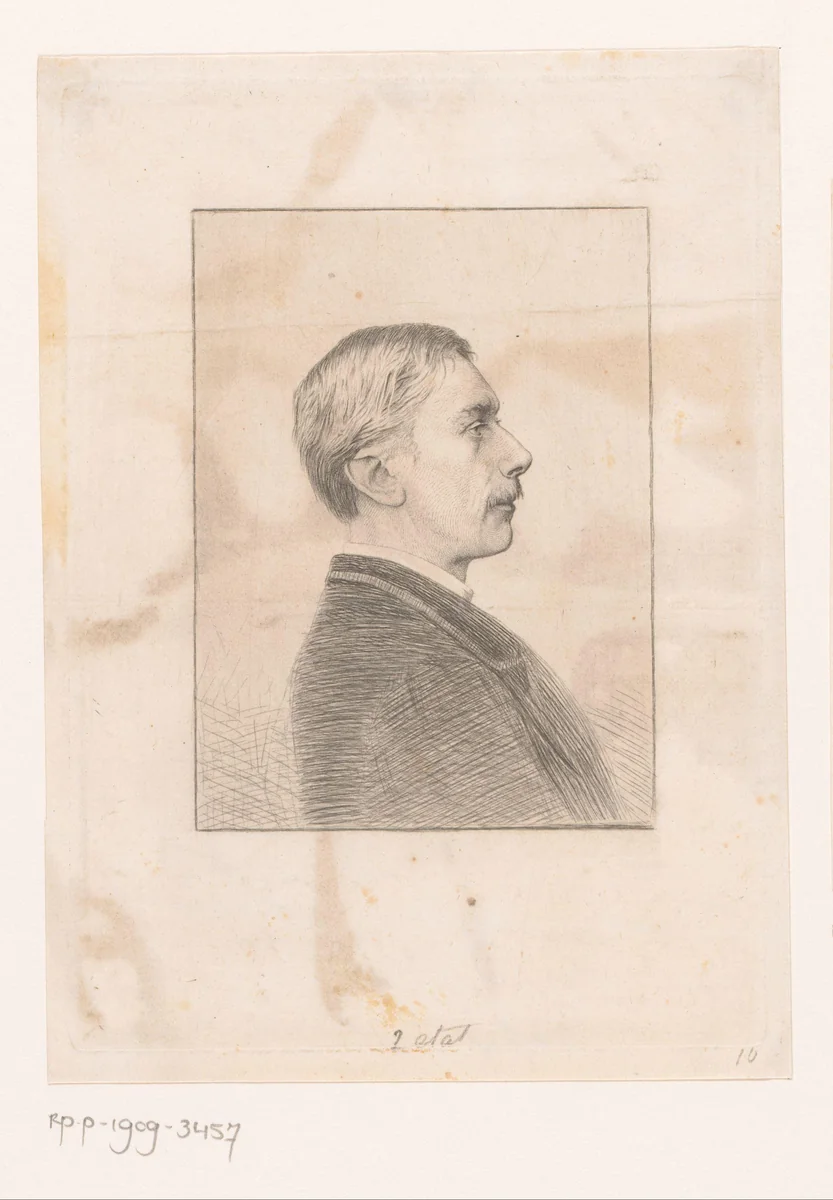 Portret van Camille van Camp by Auguste Danse, print, 1870