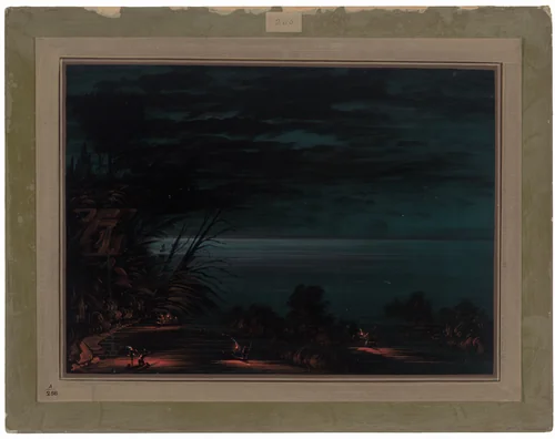 Salmon Spearing - Ottowas by George Catlin, painting, 1861-1869