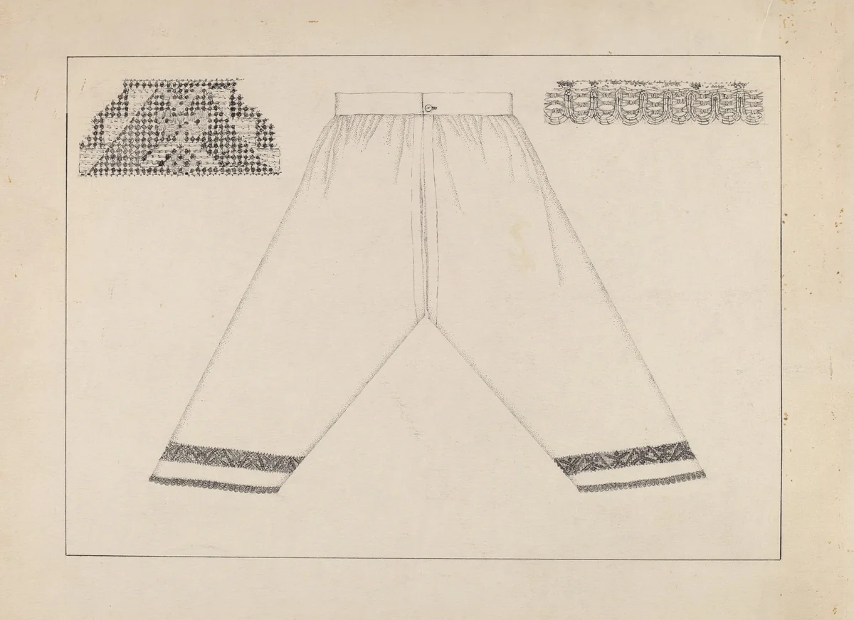Drawers Trimmed w/ Drawnwork by Evelyn Bailey, index of american design, 1936