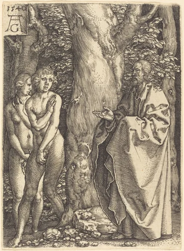 Adam and Eve Hide Themselves by Heinrich Aldegrever, print, 1540