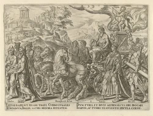 Triomf van de liefde by Philips Galle, print, 1565