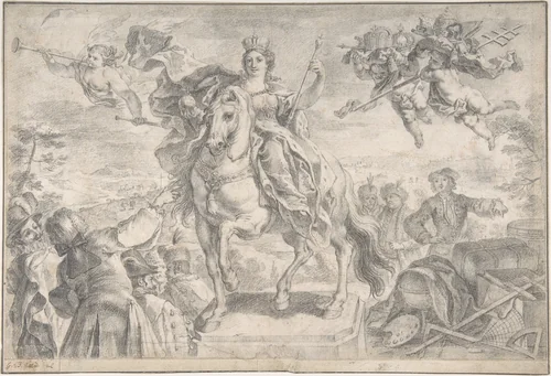 Allegory of Europe, from the Four Continents by Gottfried Bernhard Goetz, drawing, 1728-1774