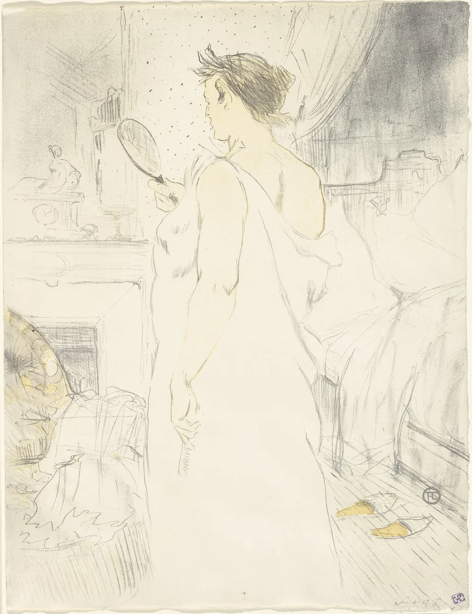 Woman at the Mirror—Mirror in Hand, plate six from Elles by Henri de Toulouse-Lautrec, print, 1896