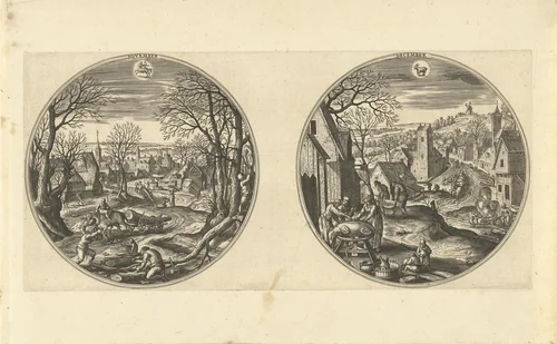 November en december by Adriaen Collaert, print, 1578-1582