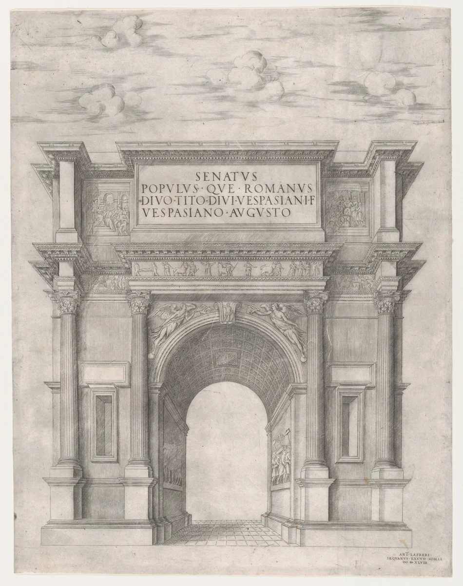 Arch of Titus, from "Speculum Romanae Magnificentiae" by anonymous, print, 1558