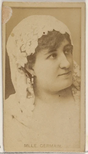 Mlle. Germain, from the Actors and Actresses series (N45, Type 8) for Virginia Brights Cigarettes by Allen & Ginter, photograph, 1885-1891