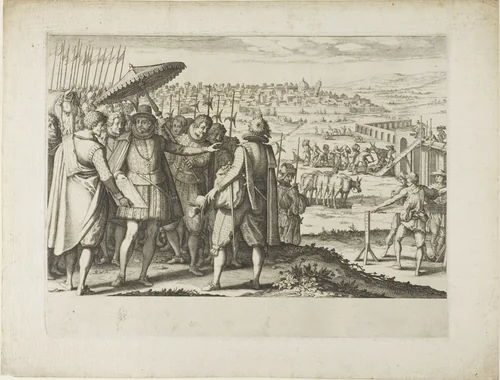 Restoration of the Aqueduct of Pisa, from The Life of Ferdinand de' Medici by Jacques Callot, print, 1616-1620