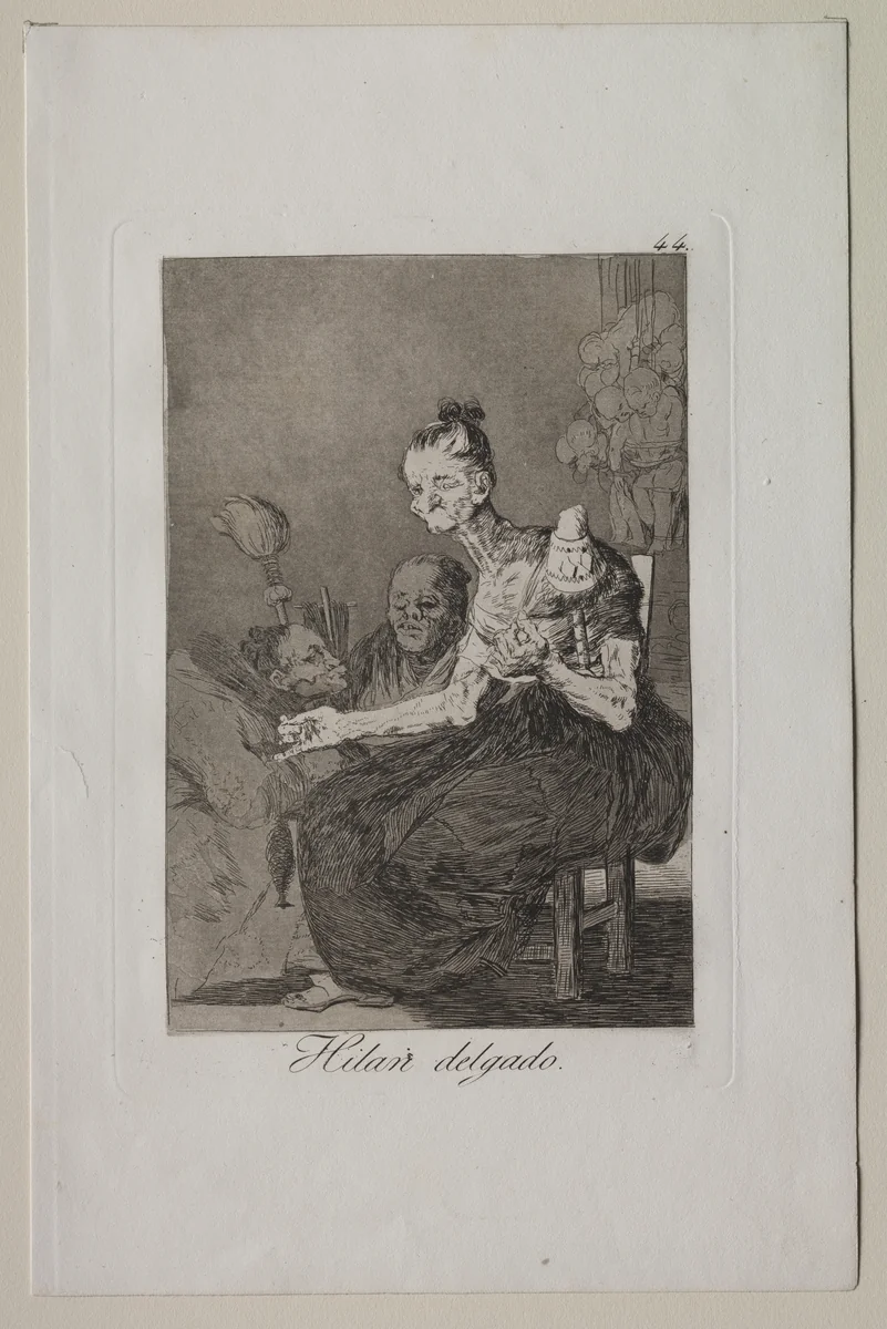 They Spin Finely, Plate 44 by Francisco de Goya, print, 1799