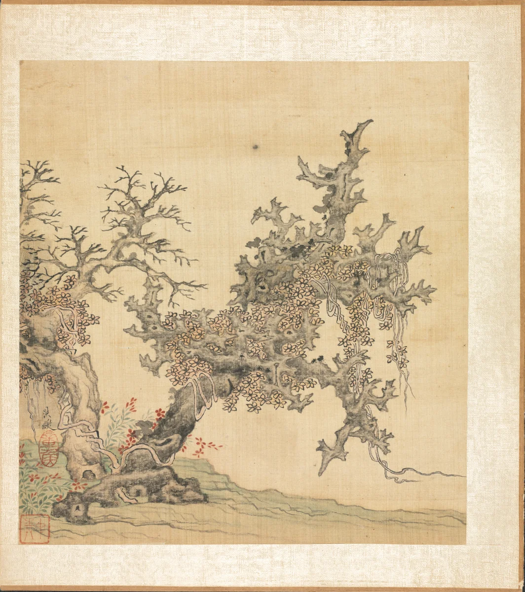 Paintings after Ancient Masters: An Ancient Tree by Chen Hongshou, painting, 1598-1652