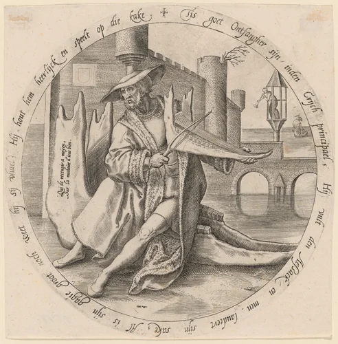 The Rich Man Playing Violin on a Jaw Bone by Johan Wierix
Pieter Bruegel the Elder, print, 1563-1573