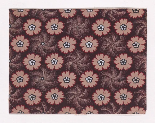 Textile Design with Rosettes Forming Hexagonal Shapes Around Swirls by anonymous, drawing, 1840